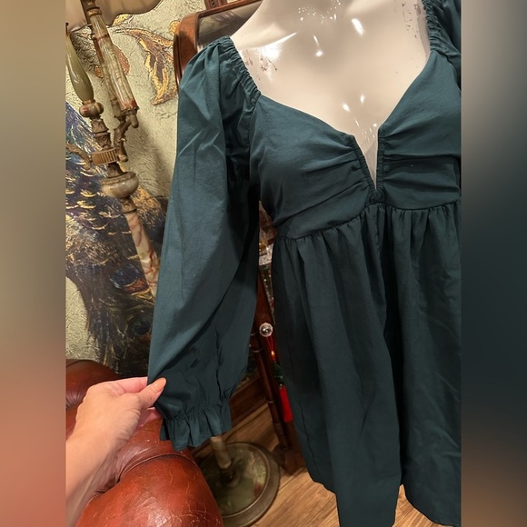 EUC ENTRÓ ANTHROPOLOGY HUNTER GREEN JUMPER/ mini DRESS LONG SLEEVE - Picture 4 of 14